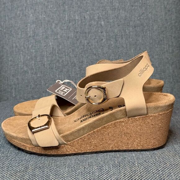 Birkenstock Papllio Soley Sandcastle Nubuck Women’s Wedge Heel Sandals size 9 - Picture 3 of 13